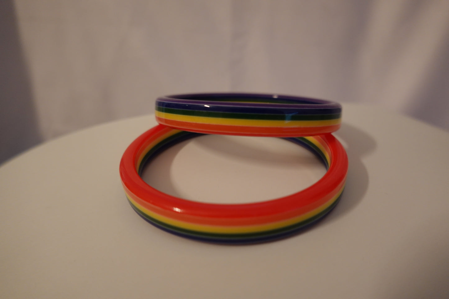 Vintage Rainbow Striped Plastic Bangle Bracelet (VGUC)