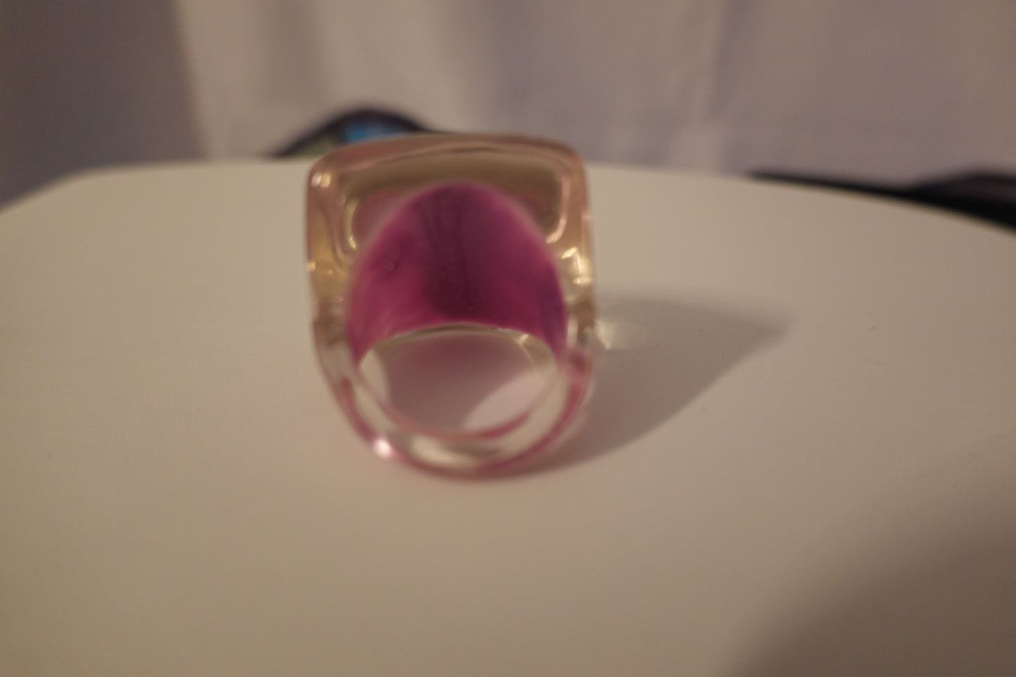 Vintage 1960's Reversed Carved Square Dome Ring Lilac Clear Size 7 (EUC)