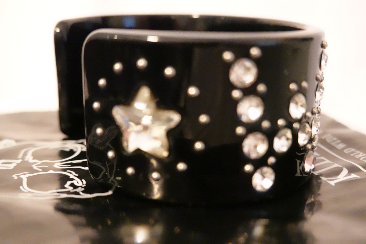 Vintage KillStar Lucite & Rhinestone "Witch" Cuff Bracelet (EUC)