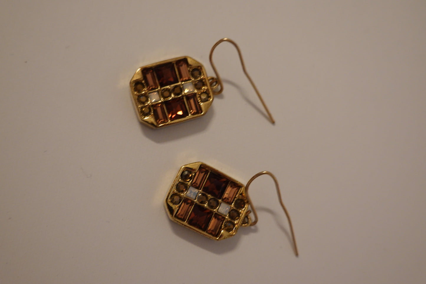 Vintage Givenchy Art Deco Geometric Glass Dangle Drop Pierced Earrings (GUC)