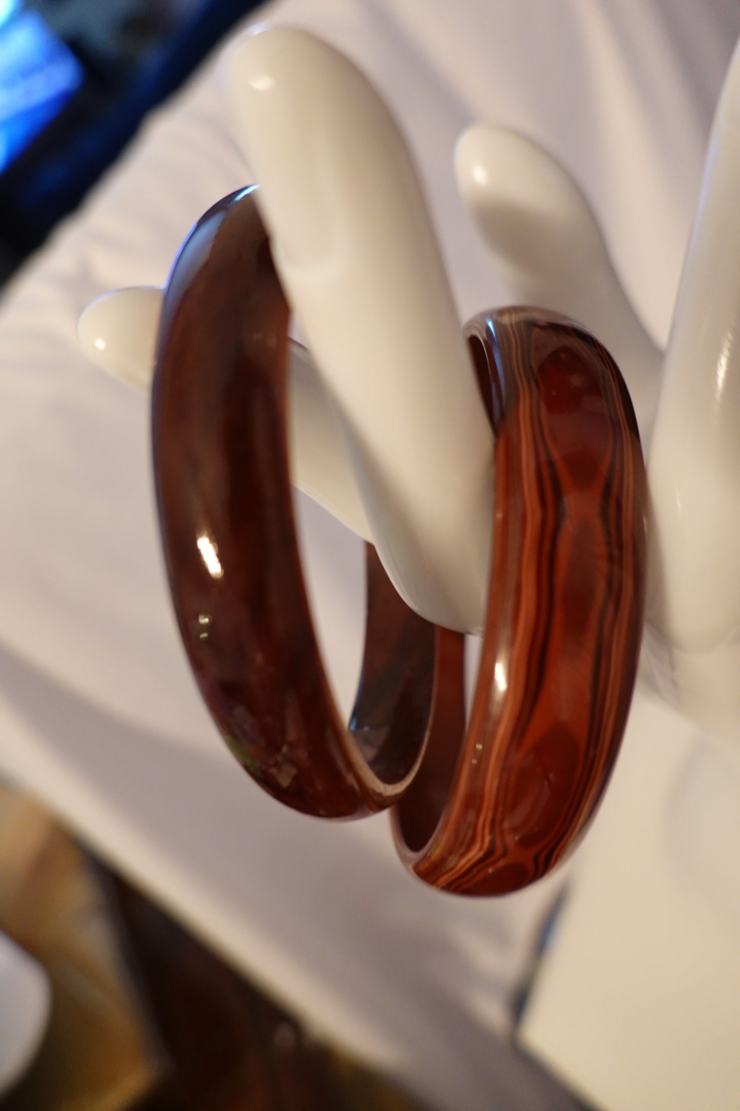 Vintage Faux Bois (Wood Like) Brown Lucite 1960's Bangle Bracelets (EUC)