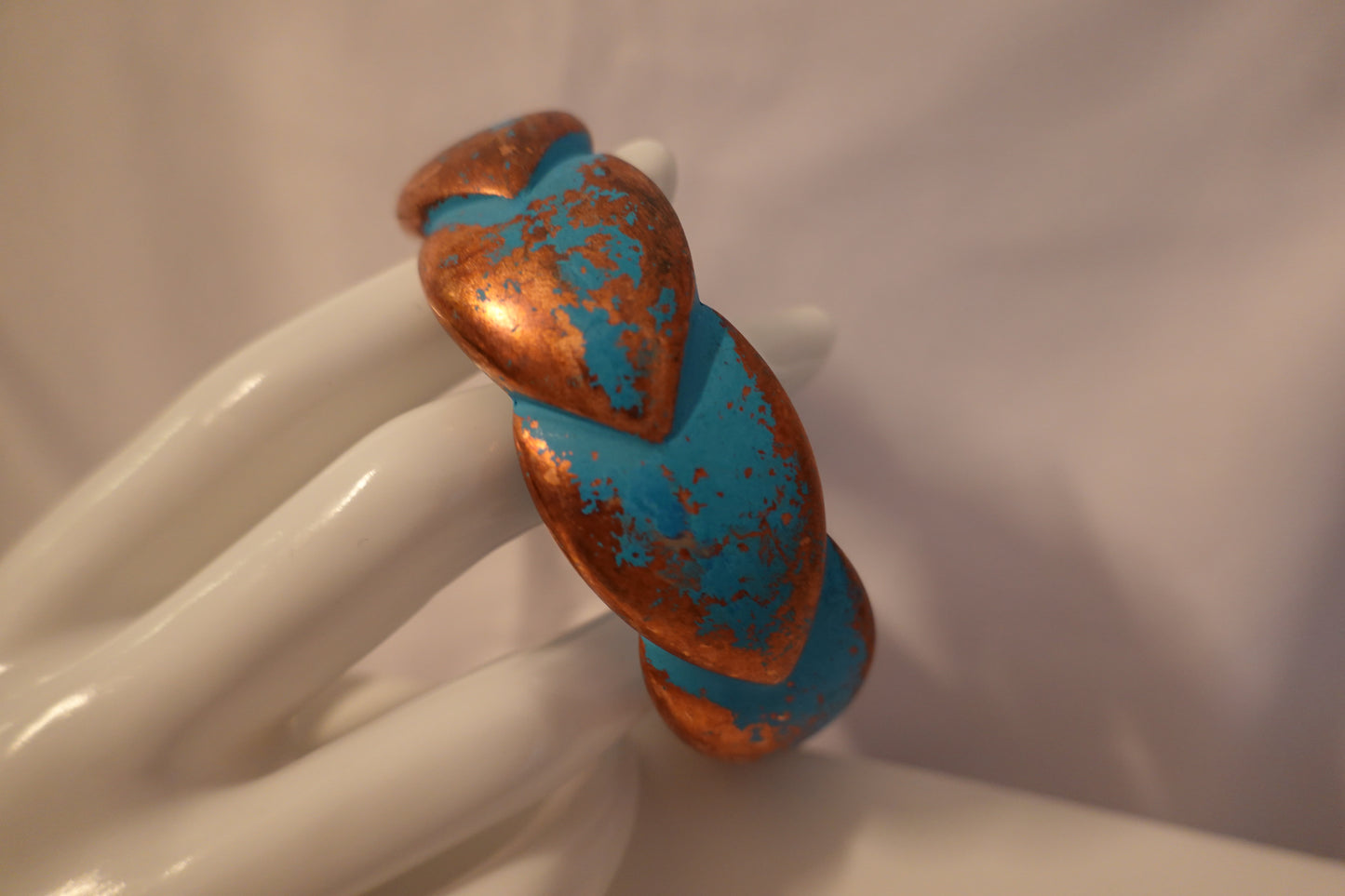 Vintage 1960's Italian Copper & Turquoise Lucite Bangle Bracelet NWT (EUC)