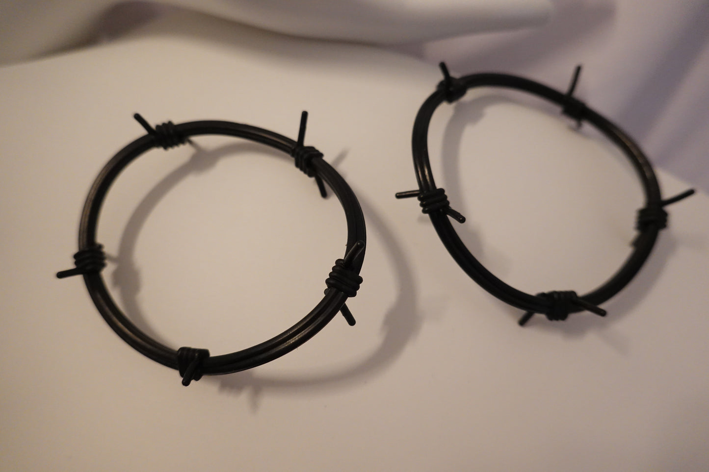 Vintage 80's Black Rubber Barbed Wire Bangle Bracelets (New Deadstock)