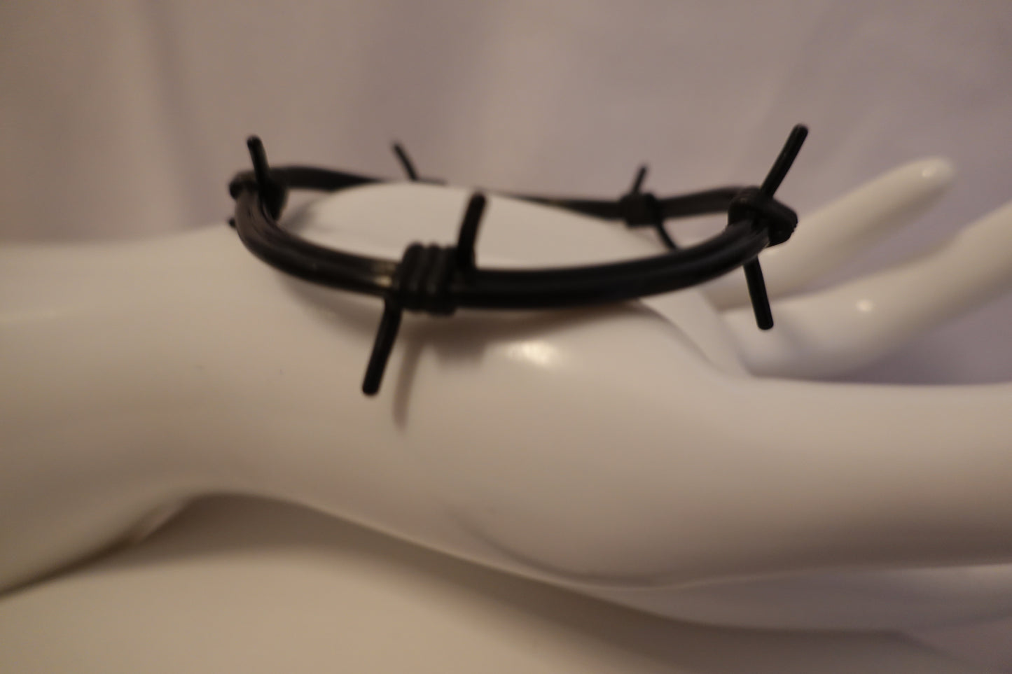 Vintage 80's Black Rubber Barbed Wire Bangle Bracelets (New Deadstock)