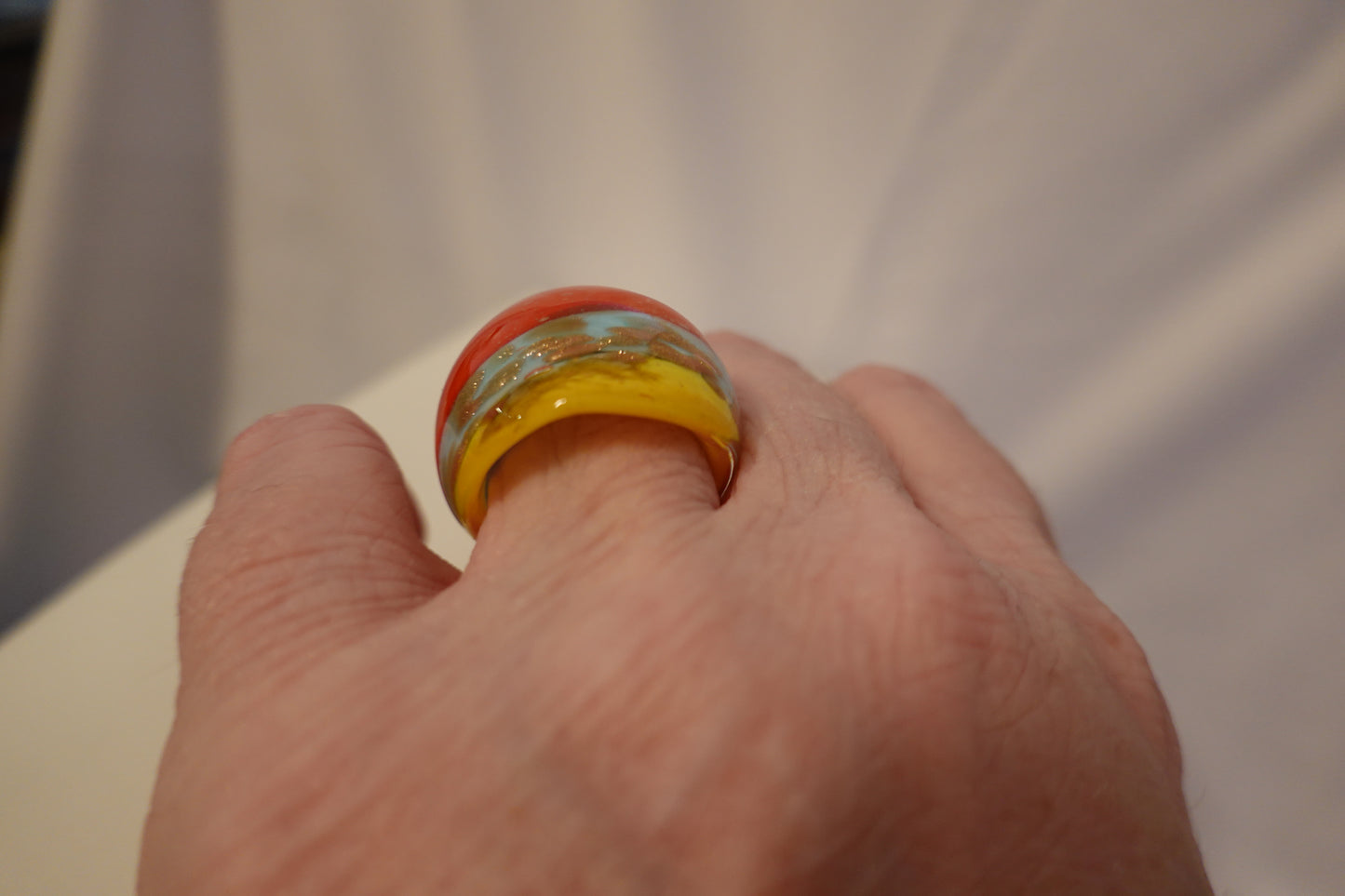 Vintage Glass Dome Ring Size 8.5