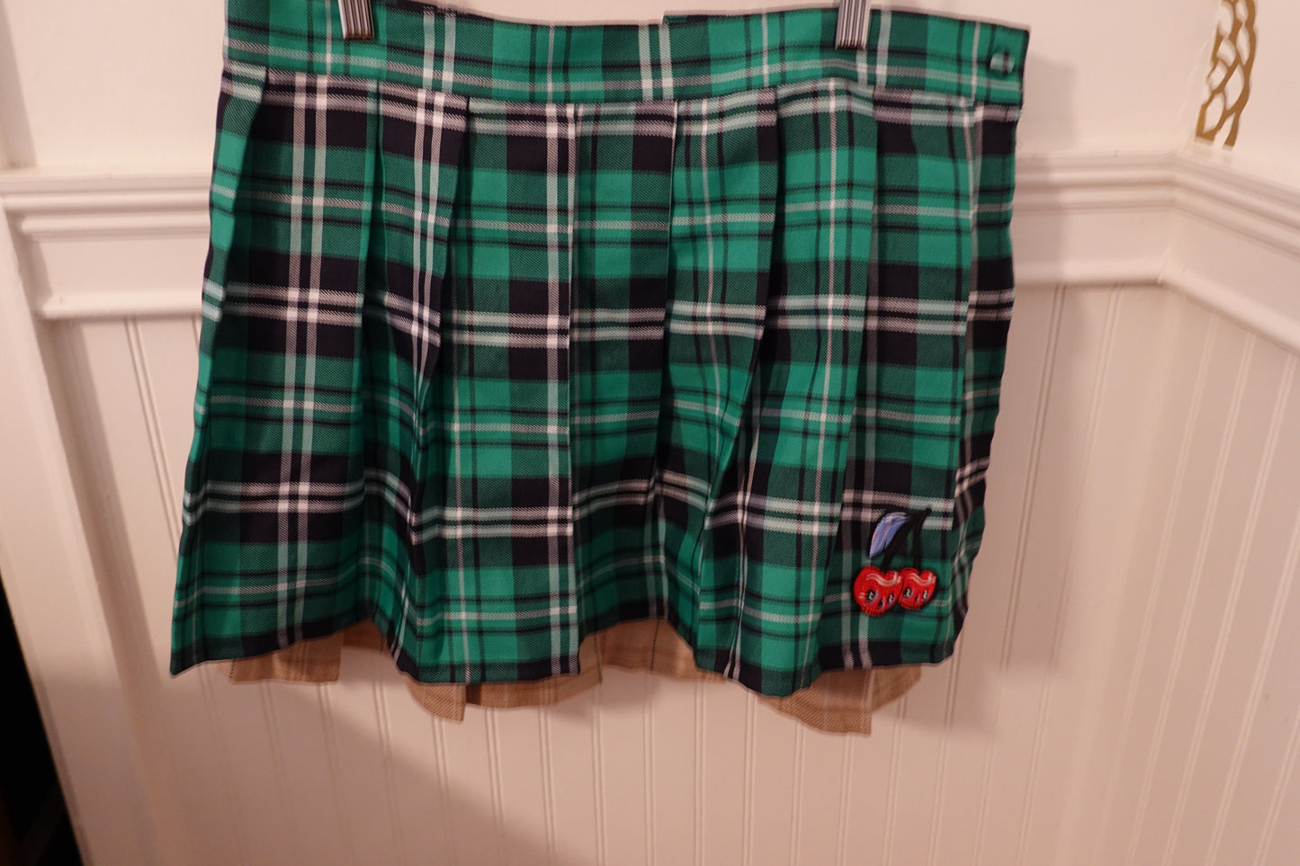 Vintage Spencer's Green Multi Plaid Kilt Mini Skirt Size XL