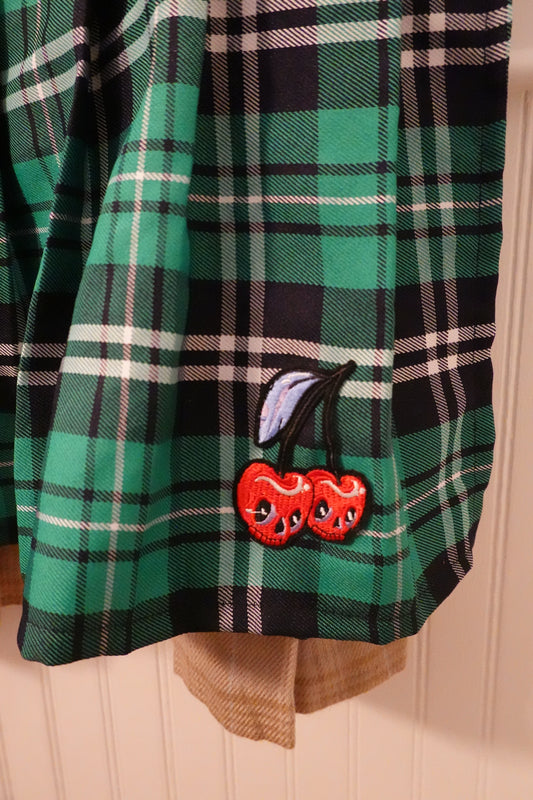 Vintage Spencer's Green Multi Plaid Kilt Mini Skirt Size XL