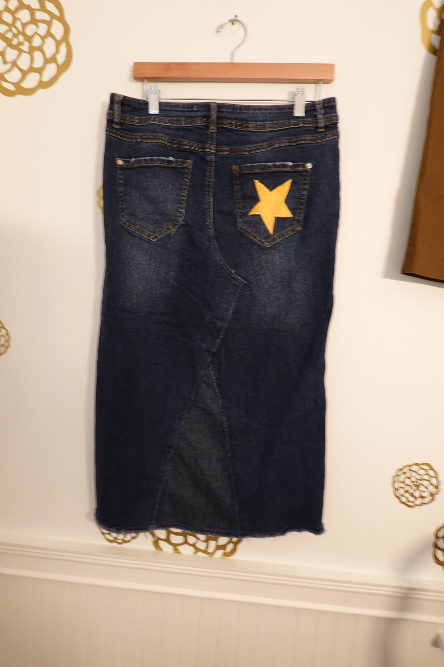 Vintage C Establish 1946 Y2K Cat & Stars Denim Jean Skirt Size 12 (EUC)