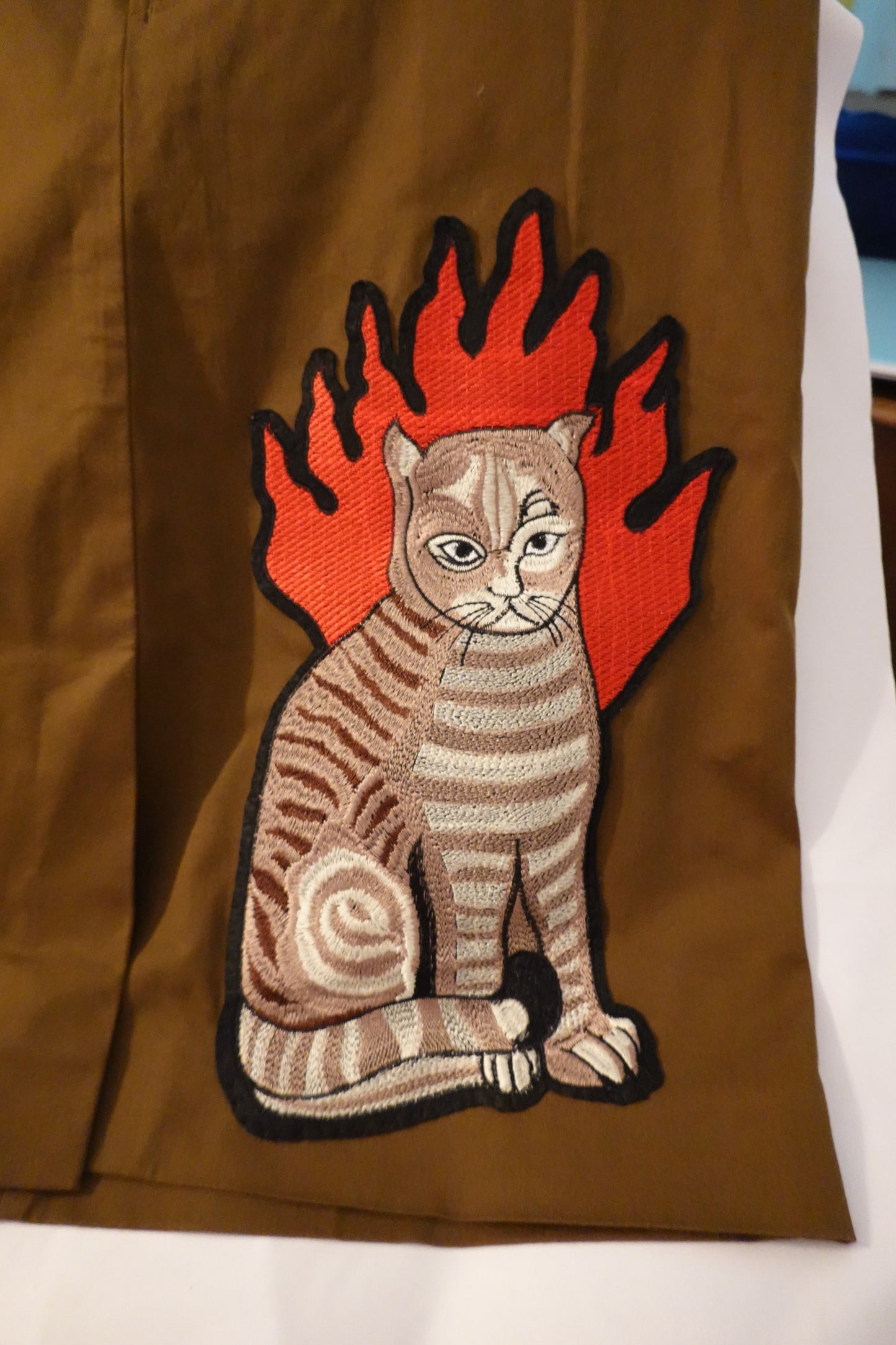 Vintage Gucci Pencil Olive Brown Skirt Flame Cat Patch (Sewn On) Size 12 (EUC 48)