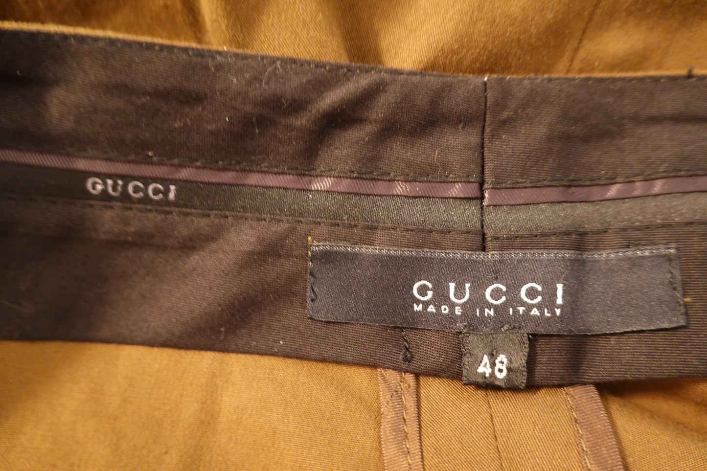 Vintage Gucci Pencil Olive Brown Skirt Flame Cat Patch (Sewn On) Size 12 (EUC 48)