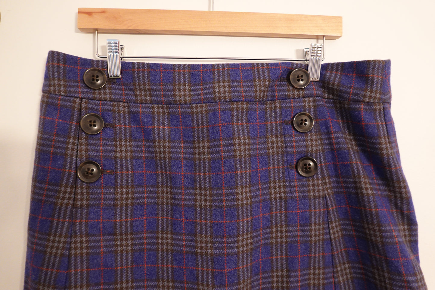 Vintage Gap Y2K Plaid Wool Blend Mini Skirt w/ Poison Cherry Skulls Size 12 (EUC)