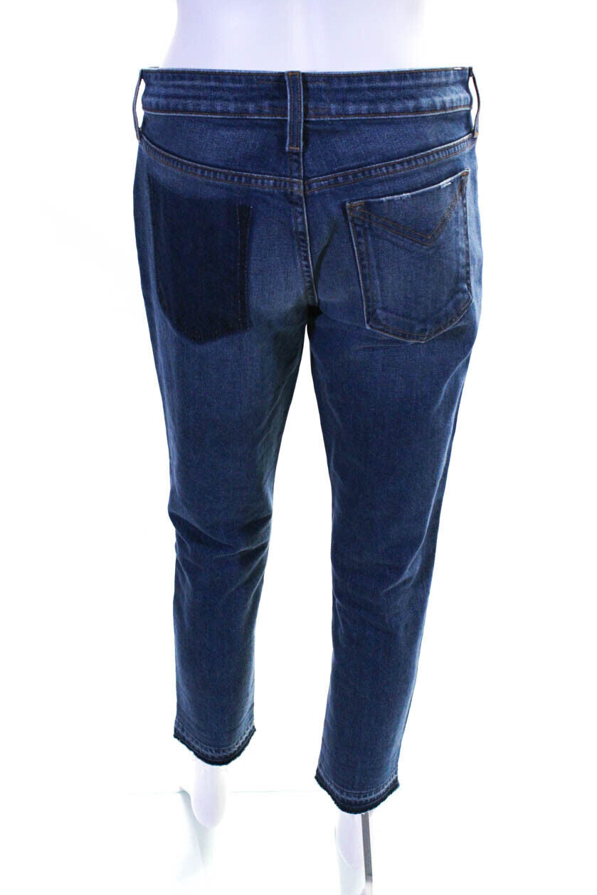 Derek Lam 10 Crosby Mila Mid-Rise Patchwork Girlfriend Jean Blue 32" Waist (EUC)
