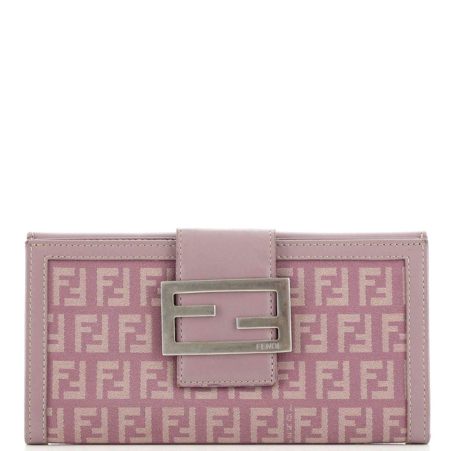 Fendi Vintage FF Zucchino Canvas Long (EUC) Wallet (Crossbody/WOC) Lilac/Purple-Beige