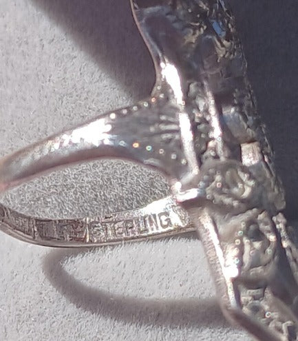 Antique Edwardian Floral Design Sterling Silver Ring