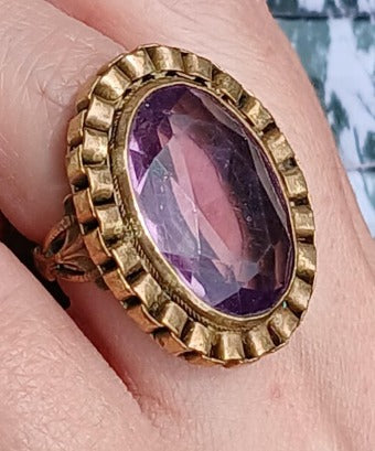 Antique Victorian Amethyst 12k Gold Filled Adjustable Ring