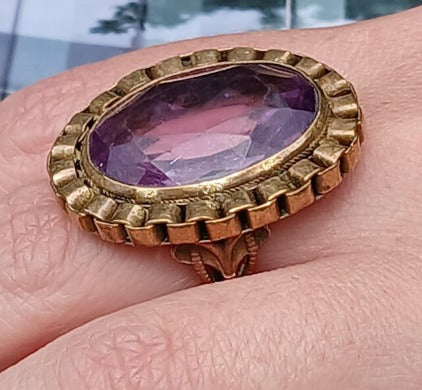 Antique Victorian Amethyst 12k Gold Filled Adjustable Ring