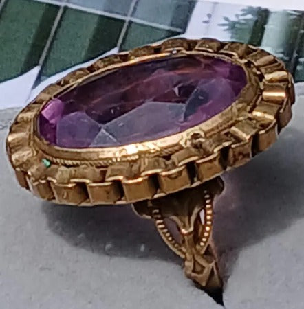 Antique Victorian Amethyst 12k Gold Filled Adjustable Ring