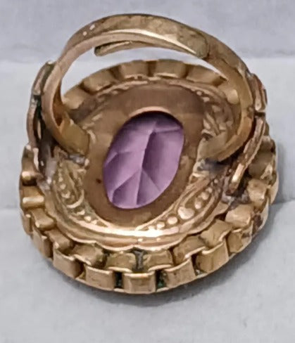Antique Victorian Amethyst 12k Gold Filled Adjustable Ring