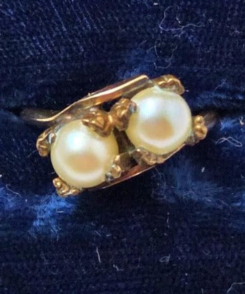 Vintage 1940's Cultured Pearl 12k Gold Filled Ring