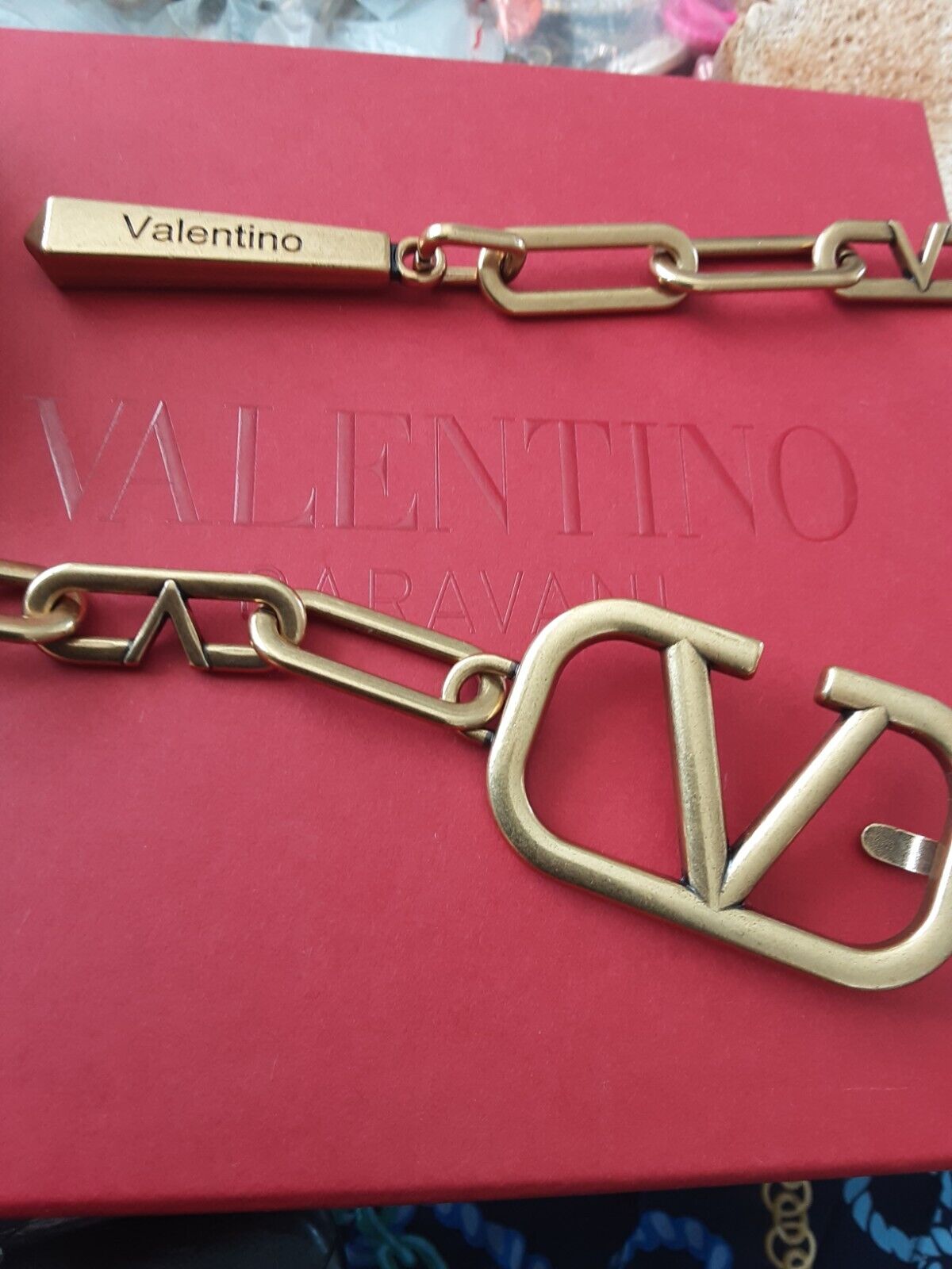 Valentino Garavani V Chain Logo Gold Belt (Like New)