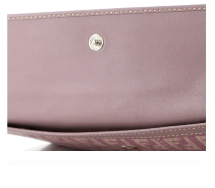 Fendi Vintage FF Zucchino Canvas Long (EUC) Wallet (Crossbody/WOC) Lilac/Purple-Beige