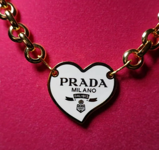 Vintage Prada Pendant/Charm on New "Fancy" Chunky Chain 16" - 19" Necklace (Silver, other chains/combos Available - see photos)