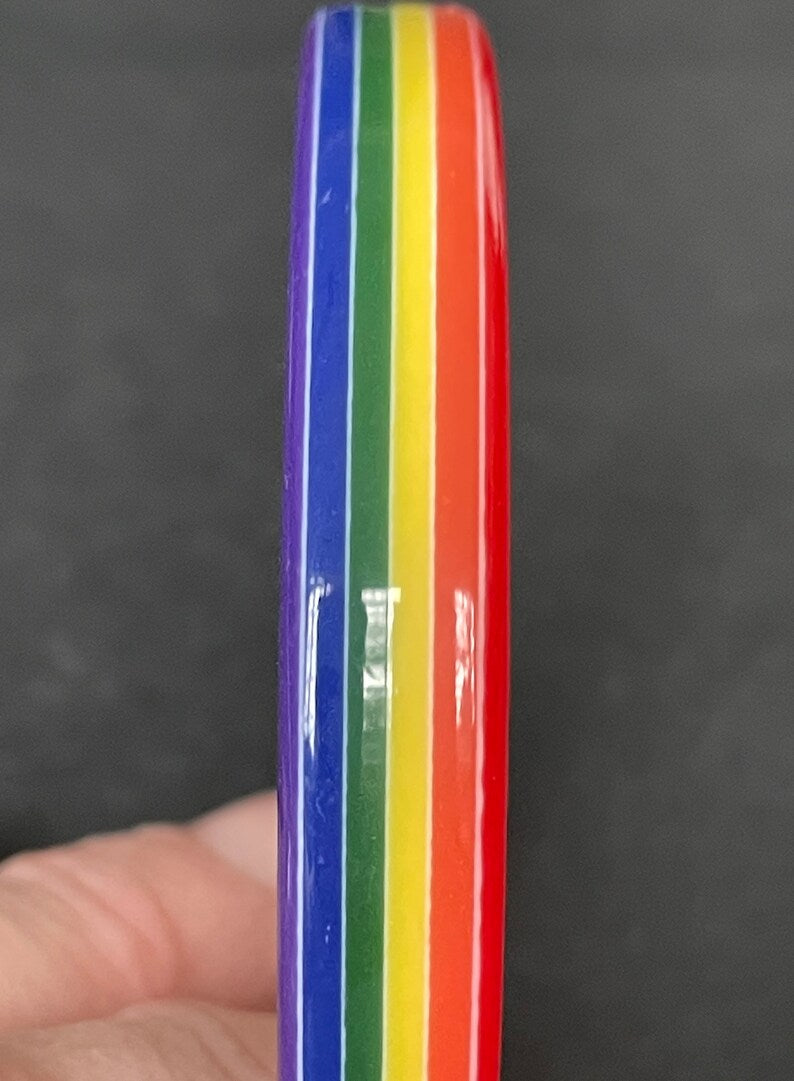 Vintage Rainbow Striped Plastic Bangle Bracelet (VGUC)