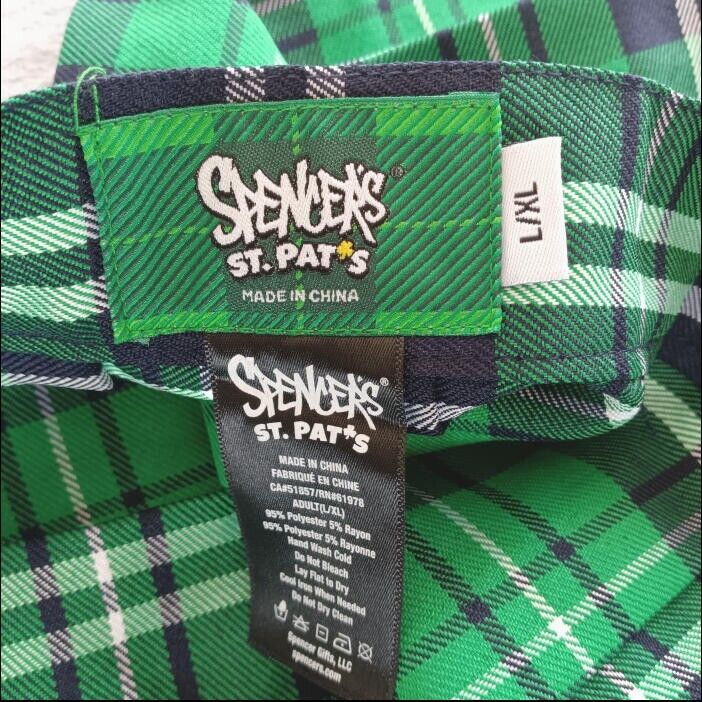 Vintage Spencer's Green Multi Plaid Kilt Mini Skirt Size XL