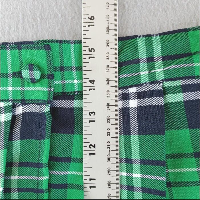 Vintage Spencer's Green Multi Plaid Kilt Mini Skirt Size XL