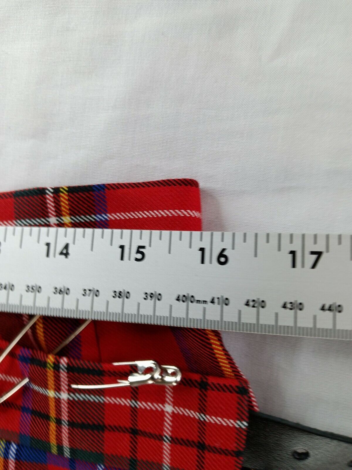 Vintage James Pringle Weavers Plaid Tartan Scottish Punk w/ Pins Knife Wielding Kitty Patch Size 14 (EUC)