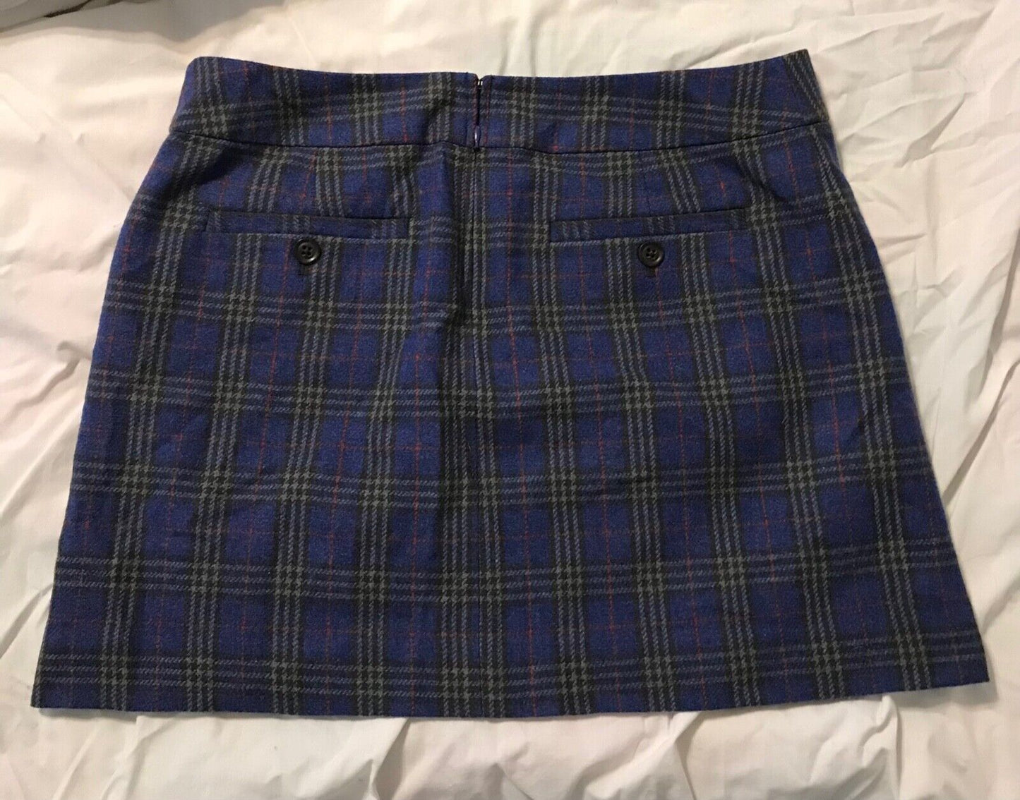 Vintage Gap Y2K Plaid Wool Blend Mini Skirt w/ Poison Cherry Skulls Size 12 (EUC)