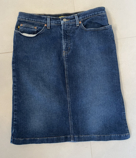 Vintage Todd Oldham Denim Jean Skirt Knee Length Pencil Size L (VGUC)