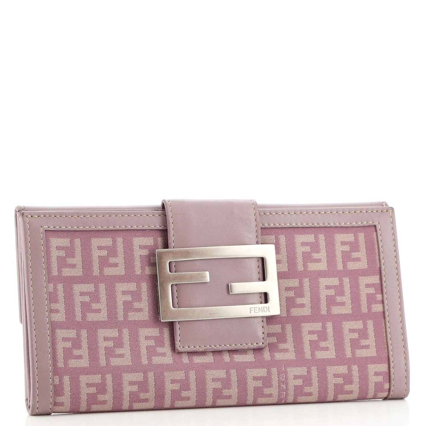 Fendi Vintage FF Zucchino Canvas Long (EUC) Wallet (Crossbody/WOC) Lilac/Purple-Beige