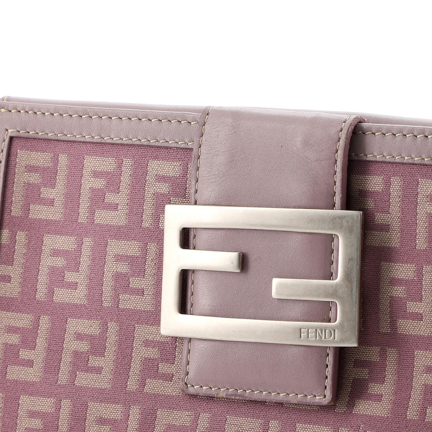 Fendi Vintage FF Zucchino Canvas Long (EUC) Wallet (Crossbody/WOC) Lilac/Purple-Beige