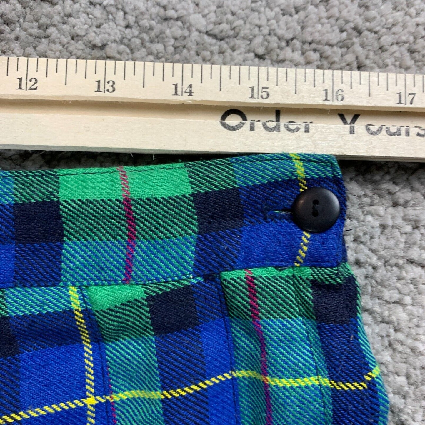 Vintage Pleated Knee Length Blue School Girl Plaid Skirt Size 18 (Waist 32")