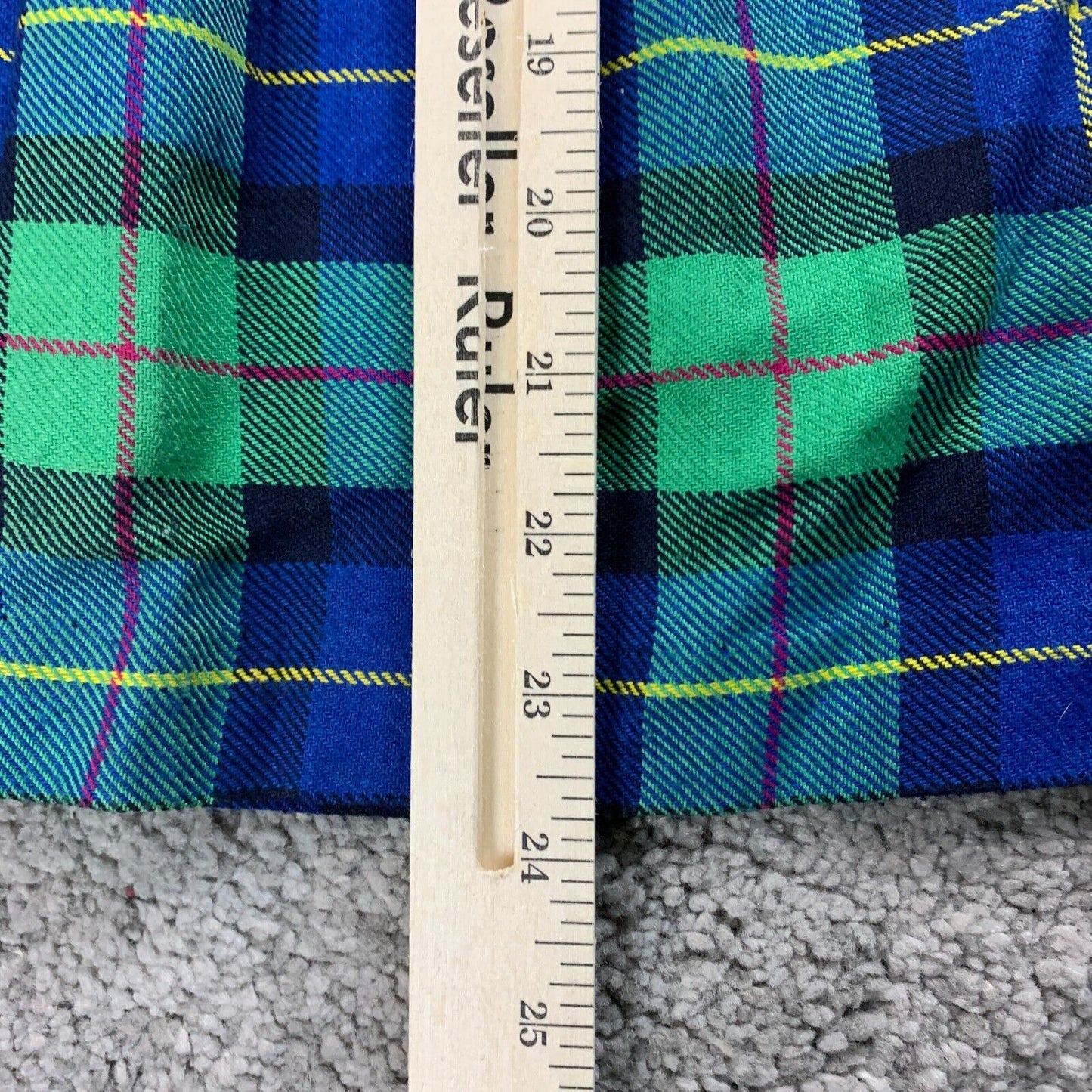 Vintage Pleated Knee Length Blue School Girl Plaid Skirt Size 18 (Waist 32")