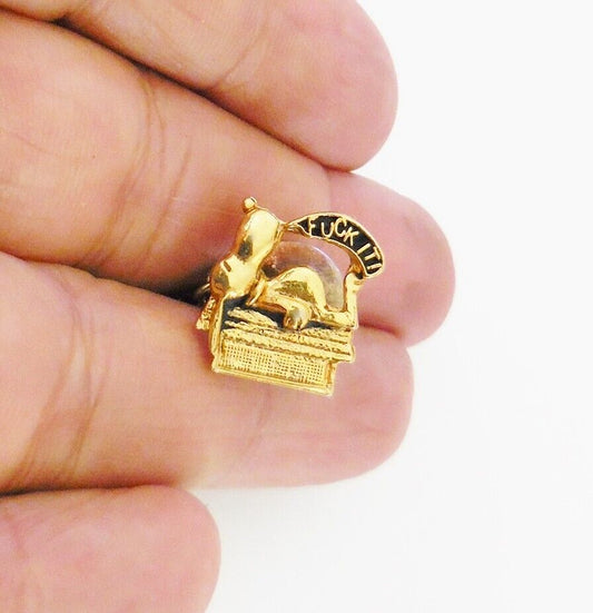 VINTAGE RARE SNOOPY "F*CK IT" Gold Filled TIE Pin (EUC)